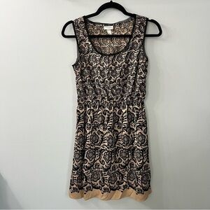 Rodarte for Target Sleeveless Black and Tan Lace Print Dress Small